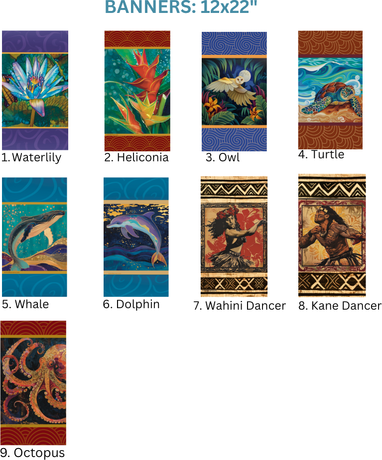Banners: nine printed designs